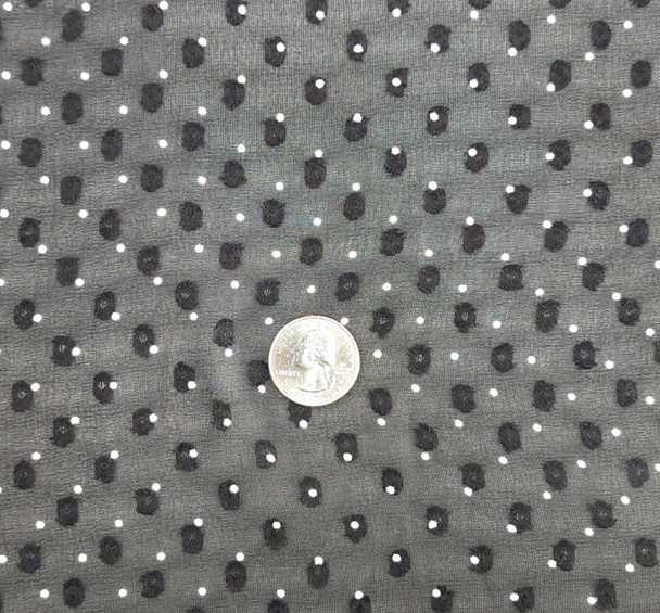 1 Yard Black or Ivory Clip Dot Chiffon Lightweight Sheer Polyester Fabric 57/58" Wide