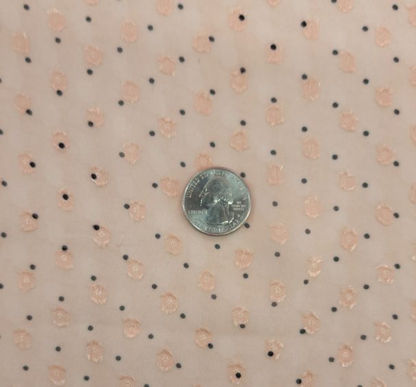 1 Yard Blush or Charcoal Clip Dot Chiffon Fabric 57/58" Wide Lightweight Soft Draping Polyester