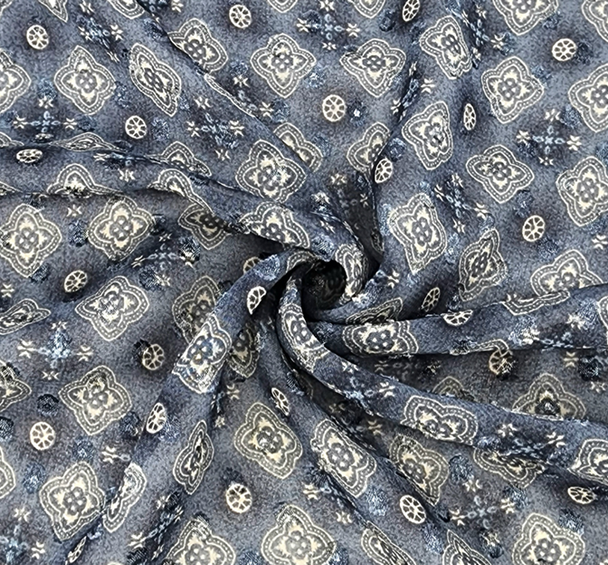 1 Yard Dusty or Blue Clip Dot Chiffon Fabric, Lightweight Soft Draping Polyester 57/58" Wide