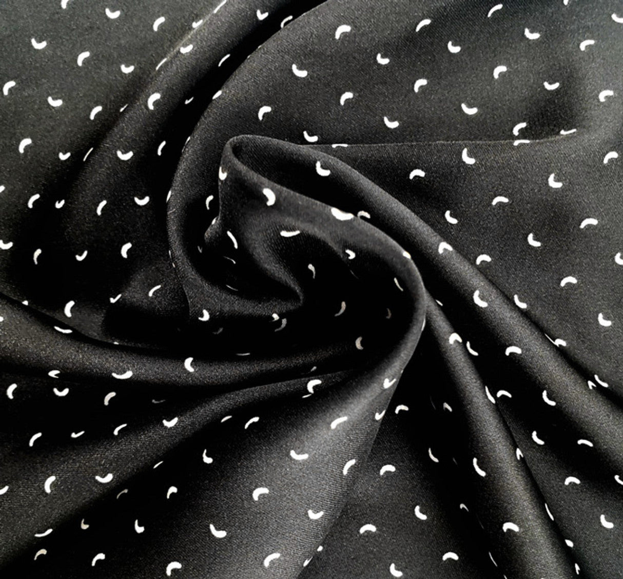 1 Yard Poly Dull Satin Fabric Black/Ivory Combo 57/58 Inch Wide for Elegant Sewing Projects