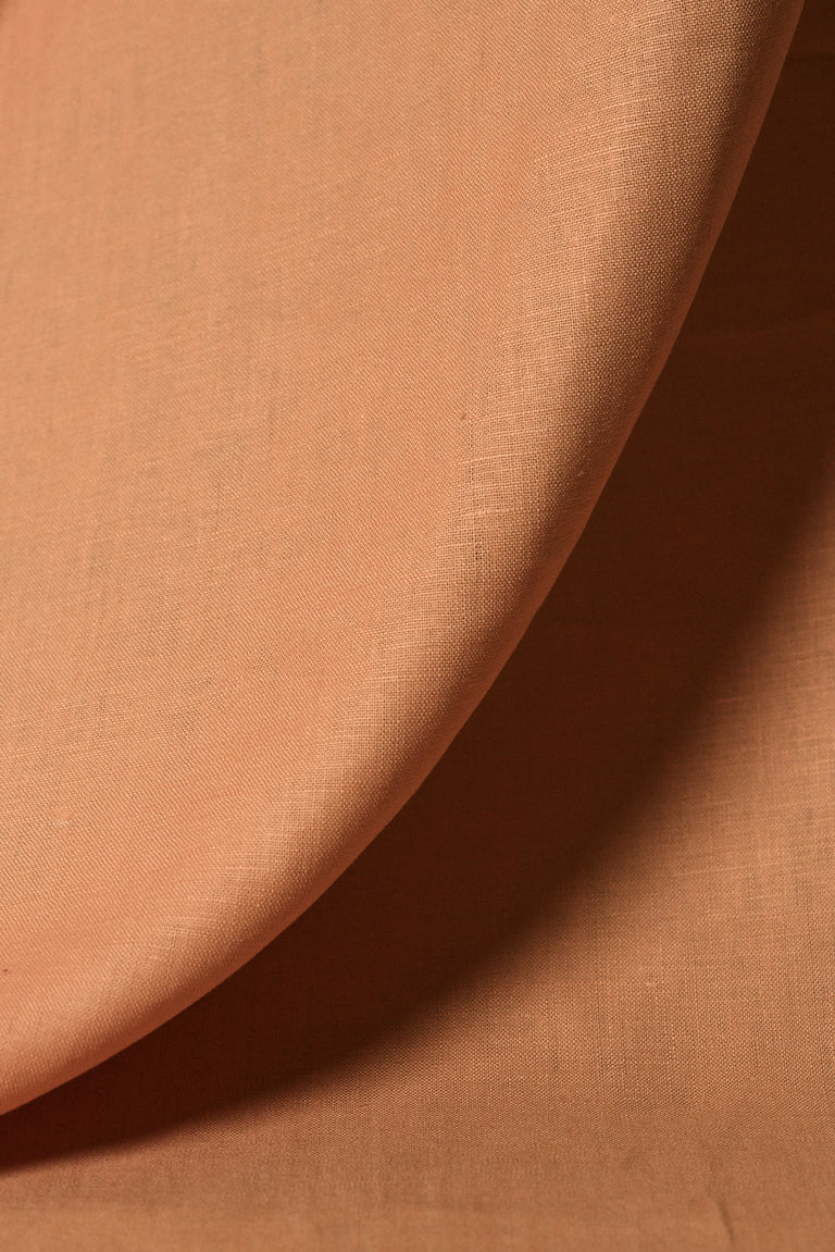 1 Yard Softened Peach Pure Linen Fabric Midweight 5.5 oz Solid Weave 54 Inch
