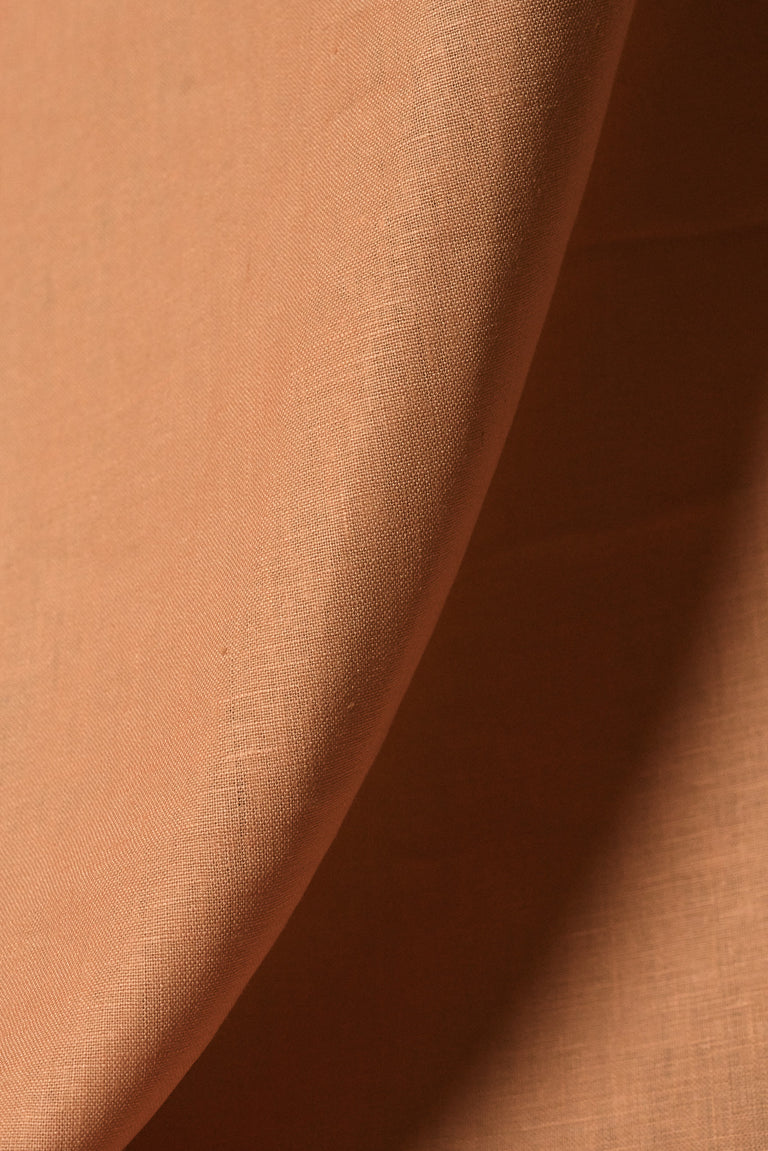 1 Yard Softened Peach Pure Linen Fabric Midweight 5.5 oz Solid Weave 54 Inch