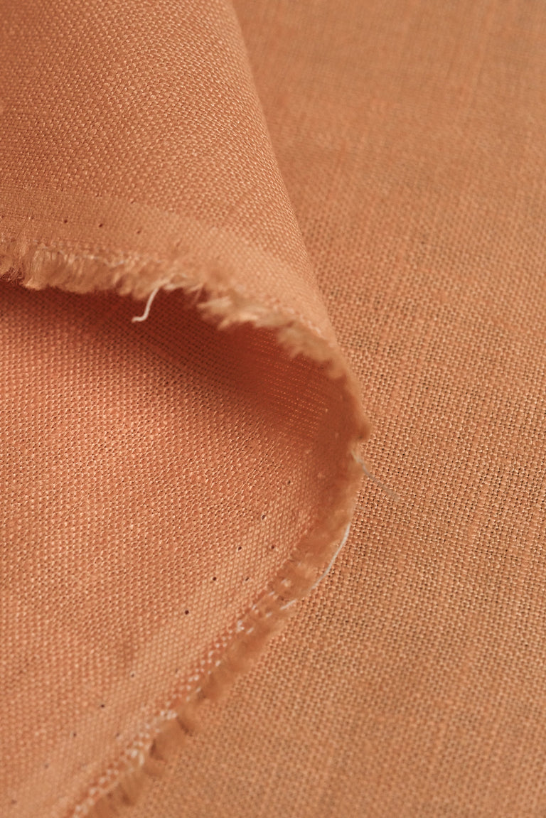 1 Yard Softened Peach Pure Linen Fabric Midweight 5.5 oz Solid Weave 54 Inch