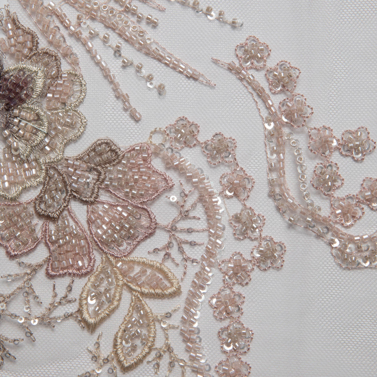 1 Yard Embroidered Tulle Lace Fabric with Incredible Floral Design, 52" Wide