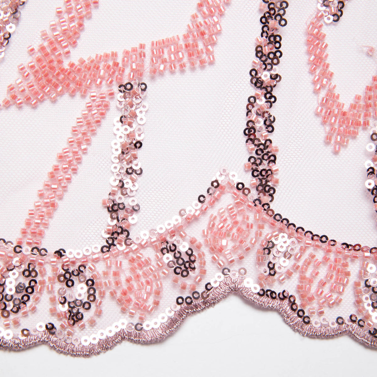 1 Yard Tulle Lace Fabric Embroidered with Sequins and Stylish Design, 52" Wide