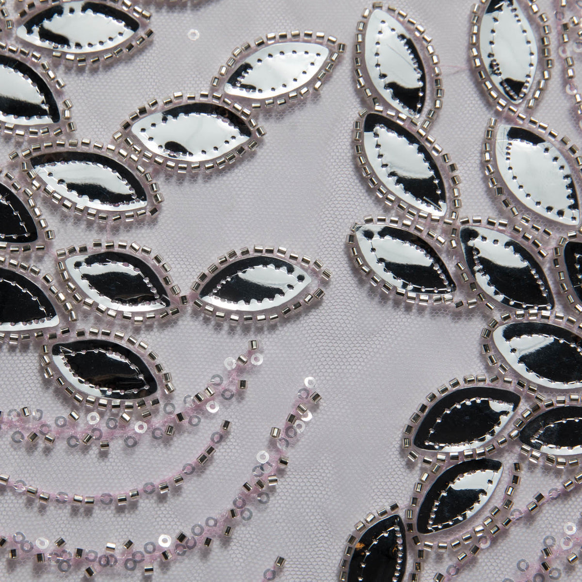 1 Yard Embroidered Tulle Lace Fabric with Sophisticated Pattern, 52" Wide