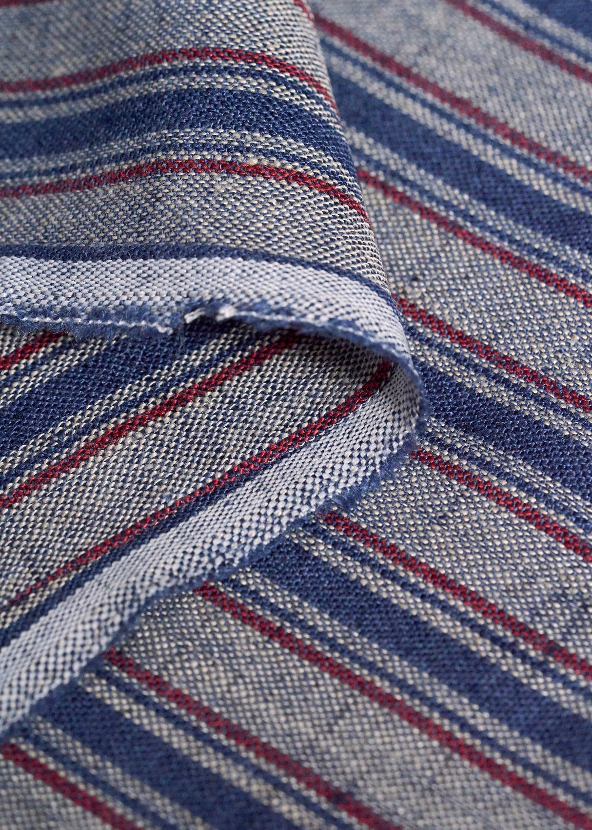 1 Yard Premium Italian Yarn Dyed Linen 3 Tone Stripe Fabric 58" Width