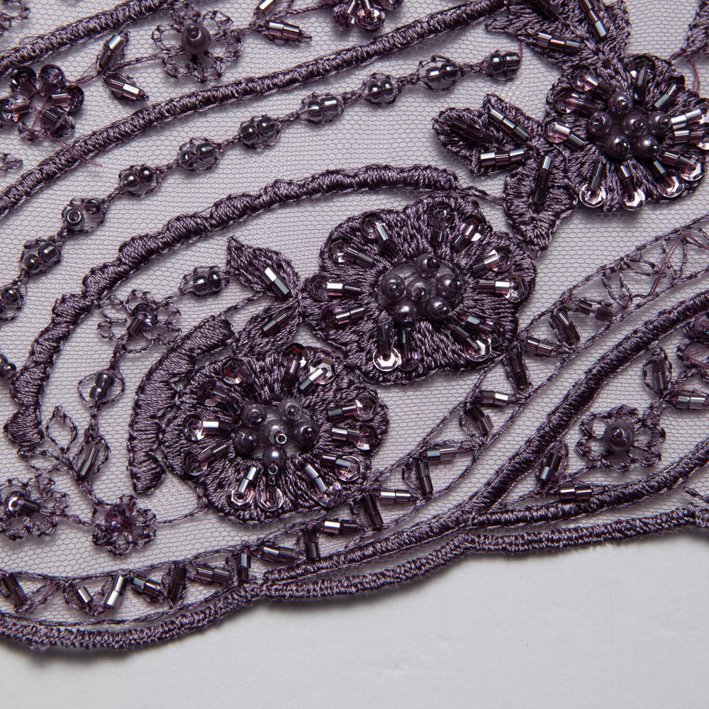 1 Yard Embroidered Tulle Lace Fabric with Elegant Intricate Design, 52" Wide