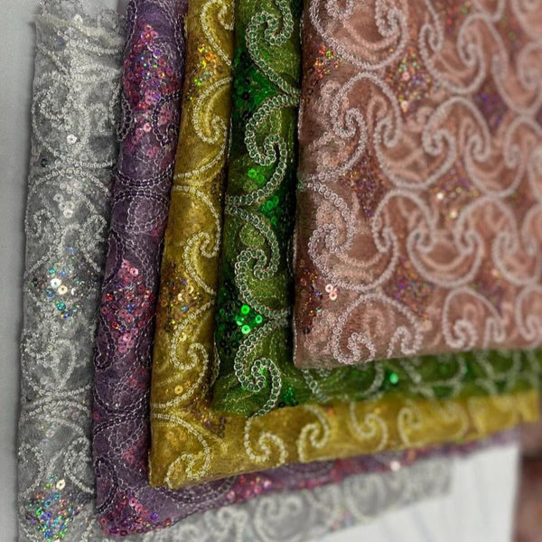 1 Yard Pyramid Lace Fabric by the Yard with Stretch and Sheen 55" Width