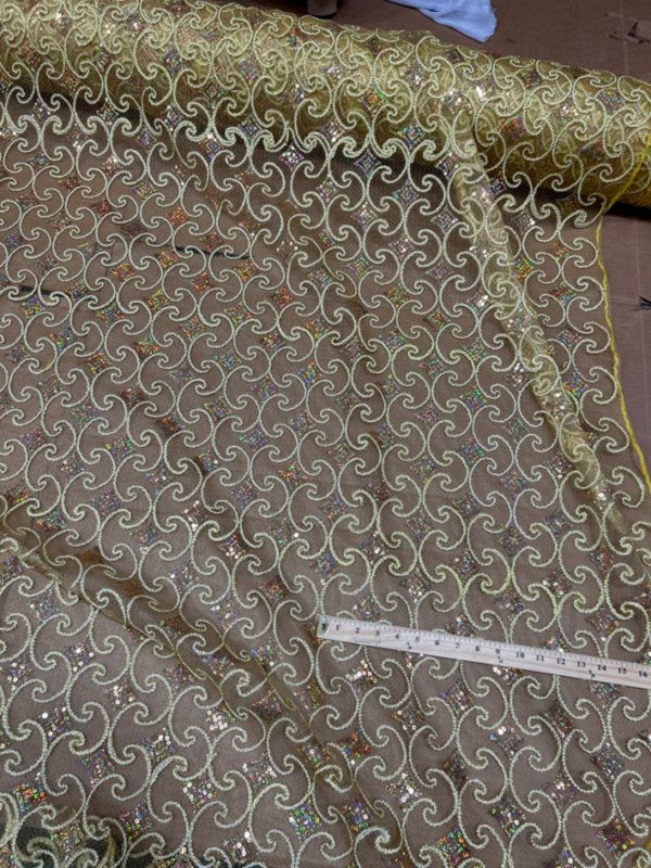 1 Yard Pyramid Lace Fabric by the Yard with Stretch and Sheen 55" Width