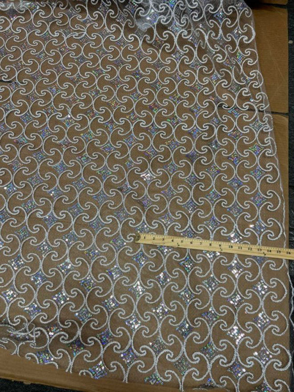 1 Yard Pyramid Lace Fabric by the Yard with Stretch and Sheen 55" Width