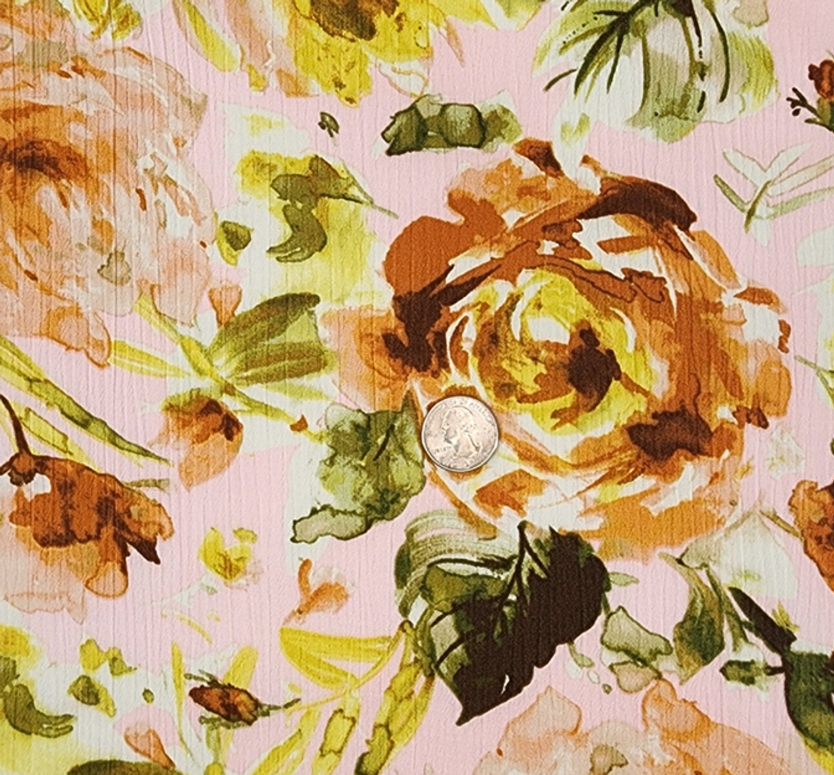 1 Yard Rayon Crinkle Crepon Fabric Pink Salt, Lightweight Drapey Apparel Textile, 50/52" Wide