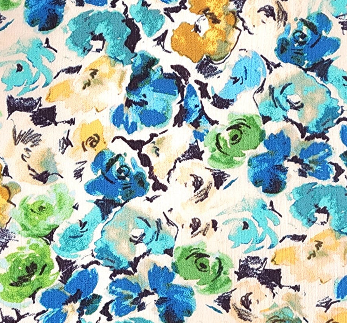 Rayon Crinkle Crepon 1 Yard Fabric Turquoise 50/52" Lightweight Apparel Fabric