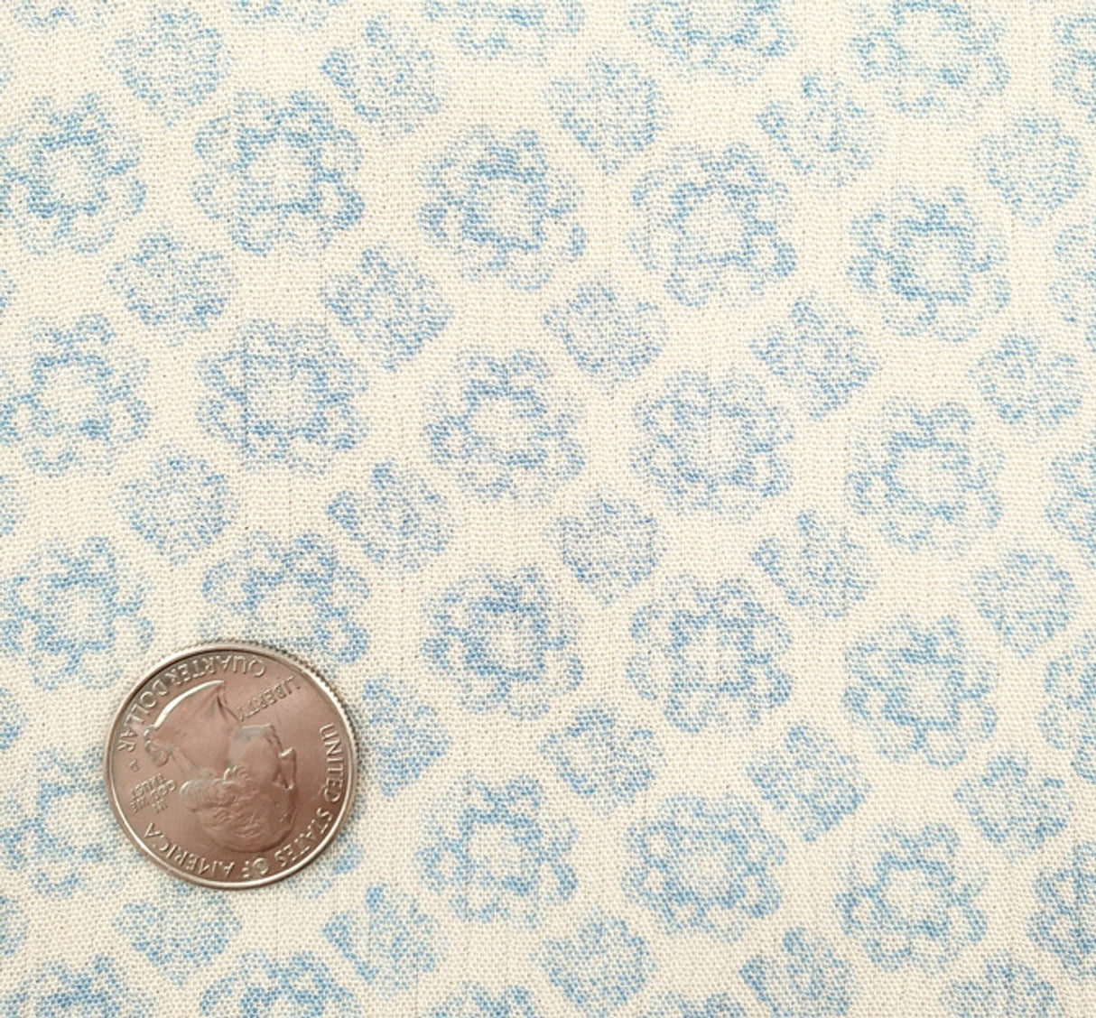 1 Yard Rayon Crinkle Off White/Blue Woven Fabric, 50/52" Wide 100% Rayon