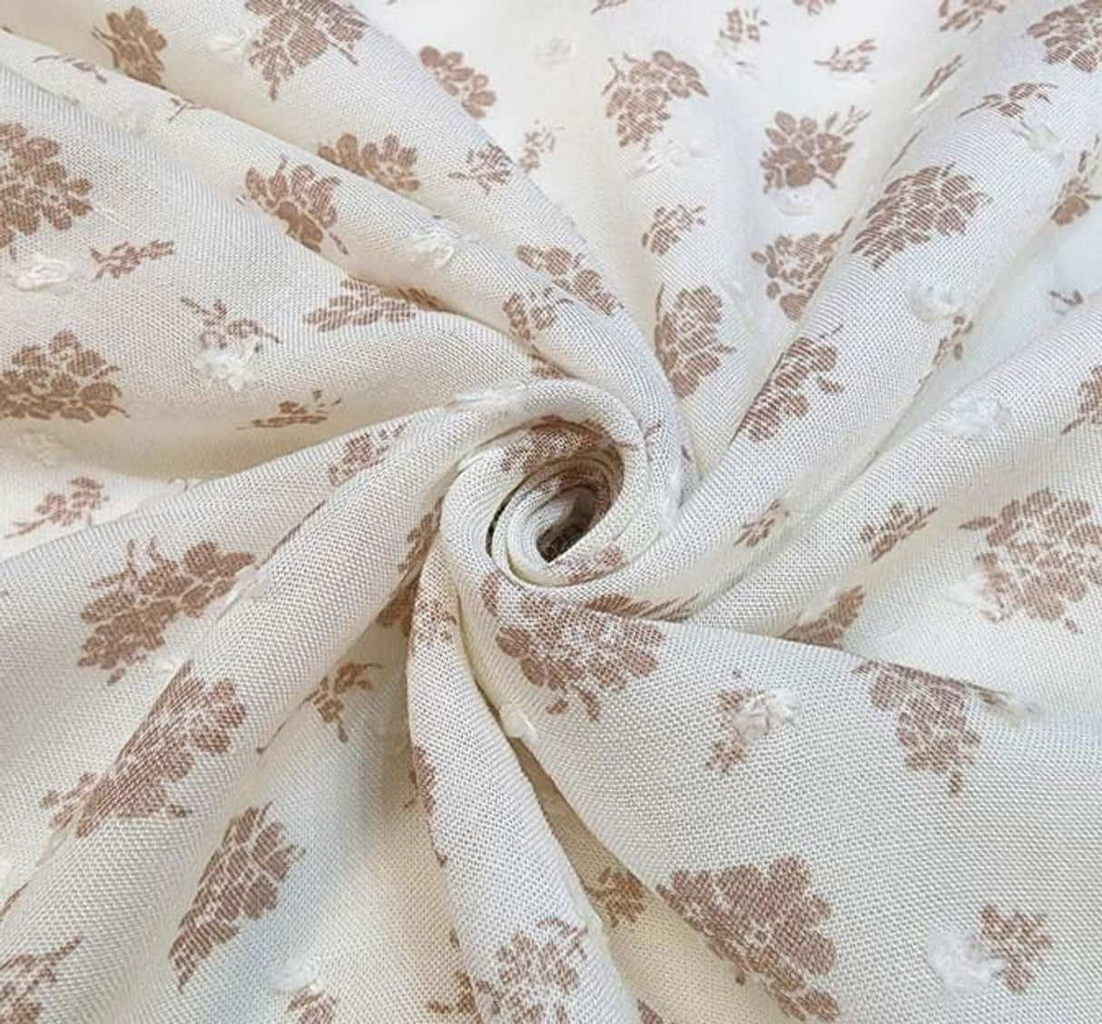 1 Yard Elegant Ivory Rayon Clip Dot Jacquard Apparel Fabric 54 Inch Width