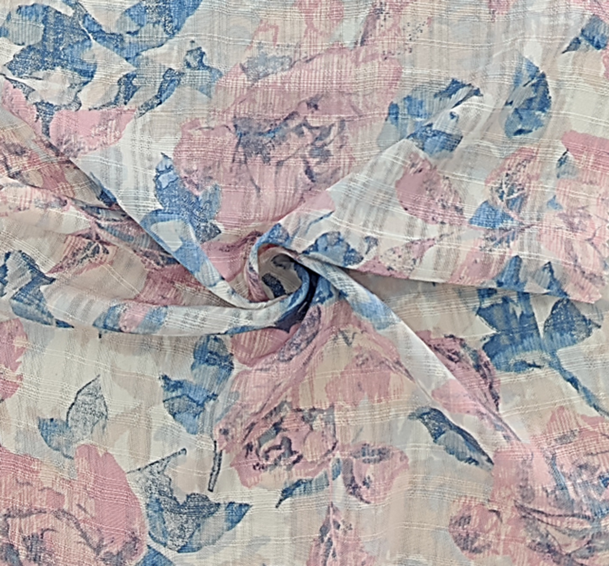 1 Yard Sophisticated Blue Rayon Check Jacquard Apparel Fabric 54 Inch Width