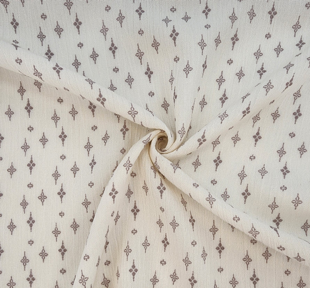 1 Yard Soft Ivory Taupe Rayon Crinkle Apparel Fabric 50 Inch Width