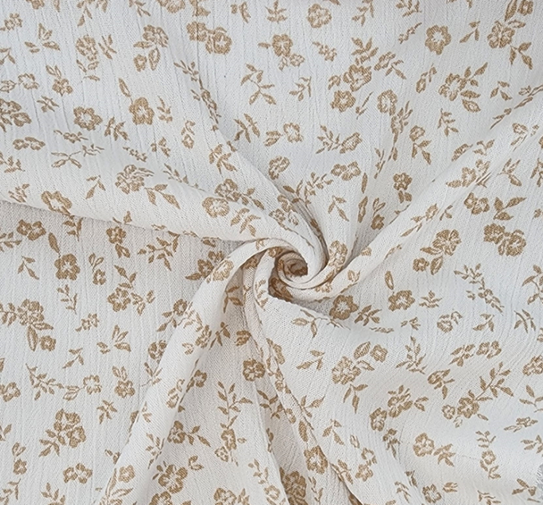 1 Yard Soft Ivory Rayon Crinkle Apparel Fabric 50 Inch Width