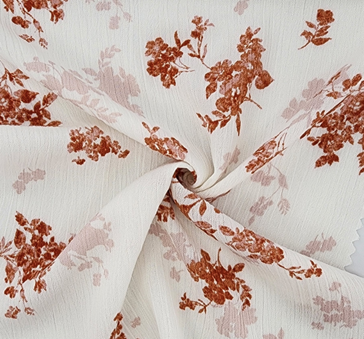 1 Yard Ivory Orange Rayon Crinkle Fabric Lightweight Textured Drapey Material 50/52 Inch Width