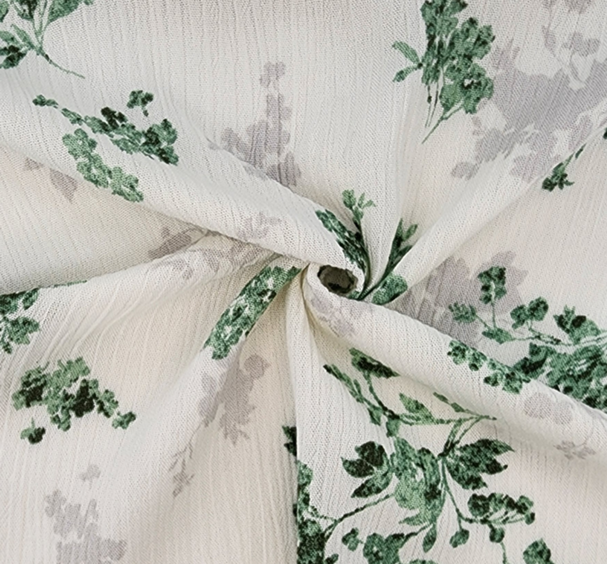 1 Yard Rayon Crinkle Ivory Green Fabric Lightweight 50/52" Woven Apparel Fabric
