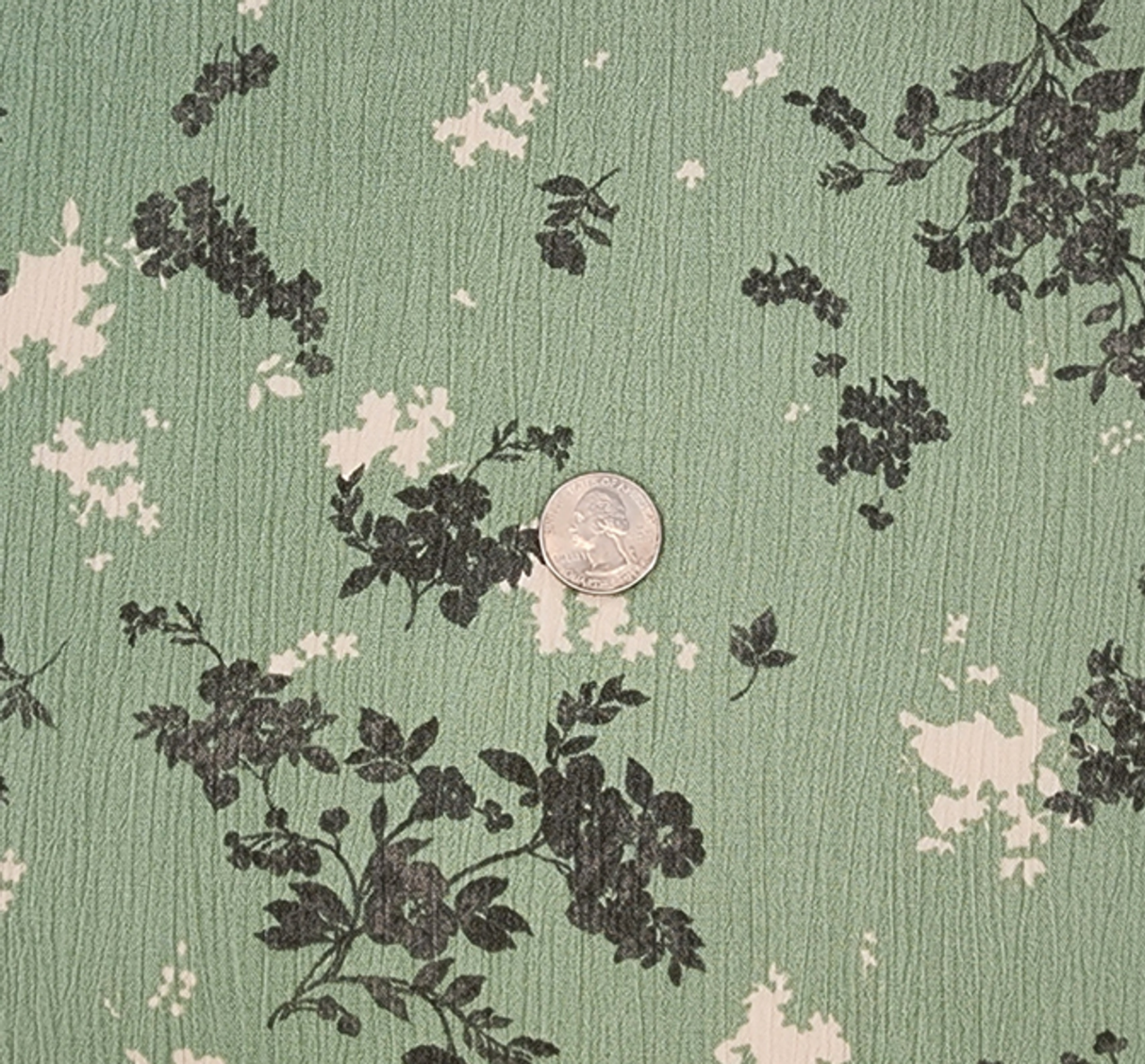 1 Yard Laurel Green 100% Rayon Crinkle Fabric 50/52" Wide Lightweight Textured Apparel