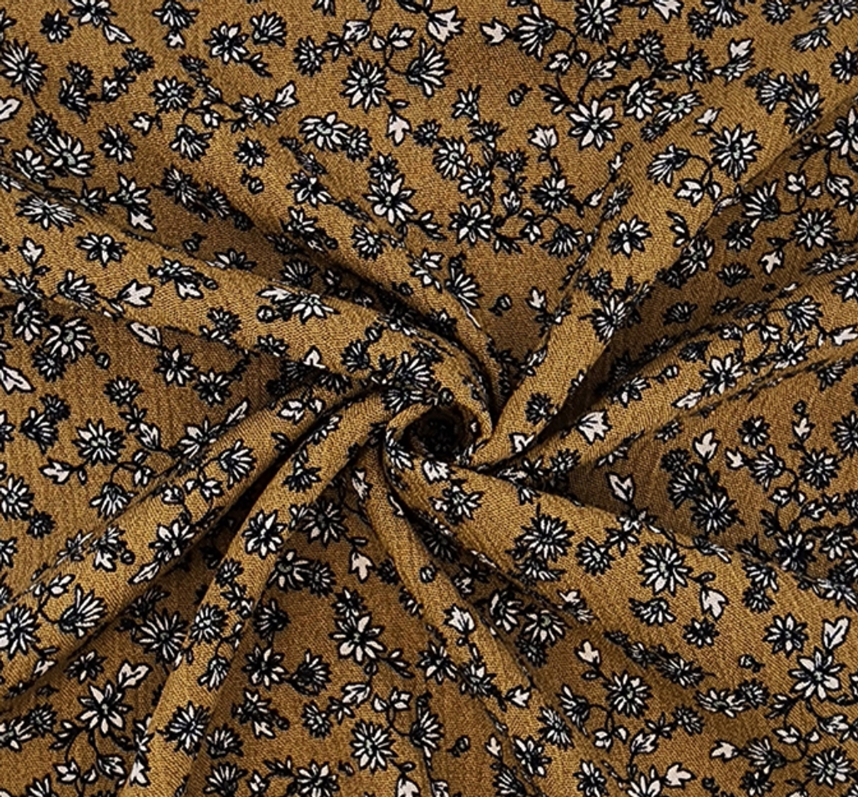 1 Yard Mustard Gold Rayon Crinkle Fabric 50/52" Wide Lightweight Textured Apparel Material