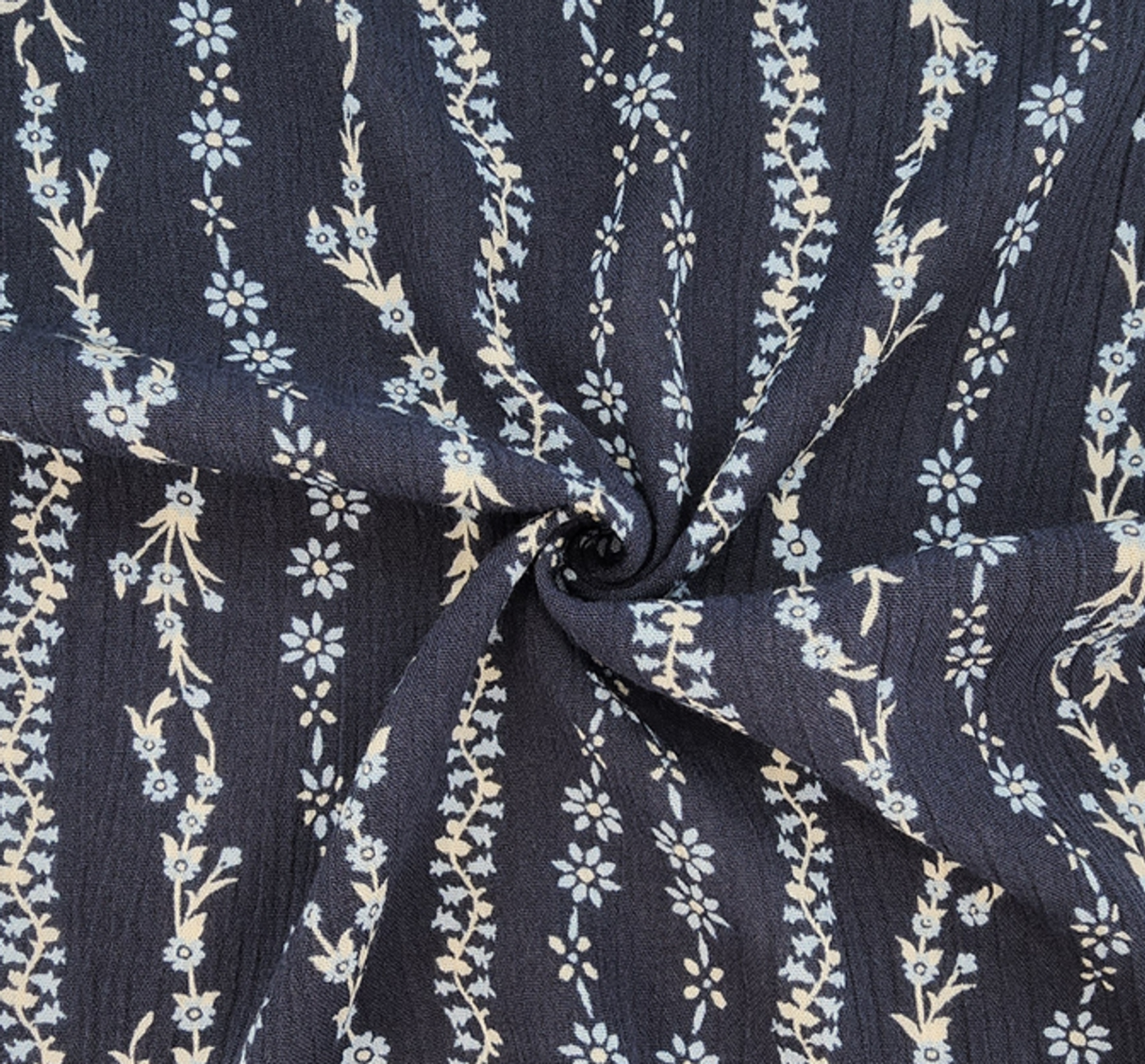 1 Yard Navy Blue Rayon Crinkle Apparel Fabric, 100% Rayon, 50/52” Wide