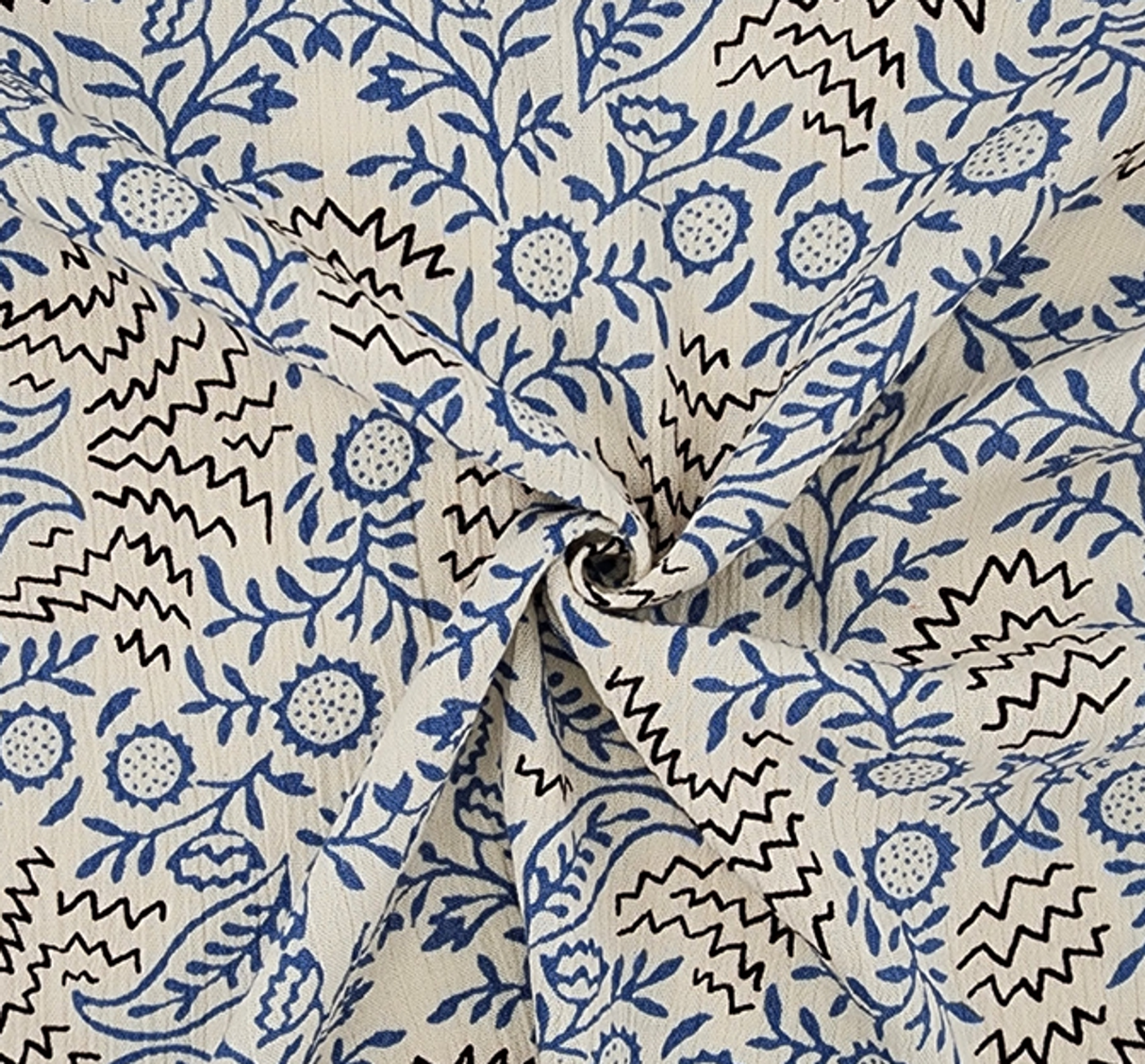 Blue Rayon Crinkle Fabric 50/52" Lightweight Textured 1 Yard Apparel Material