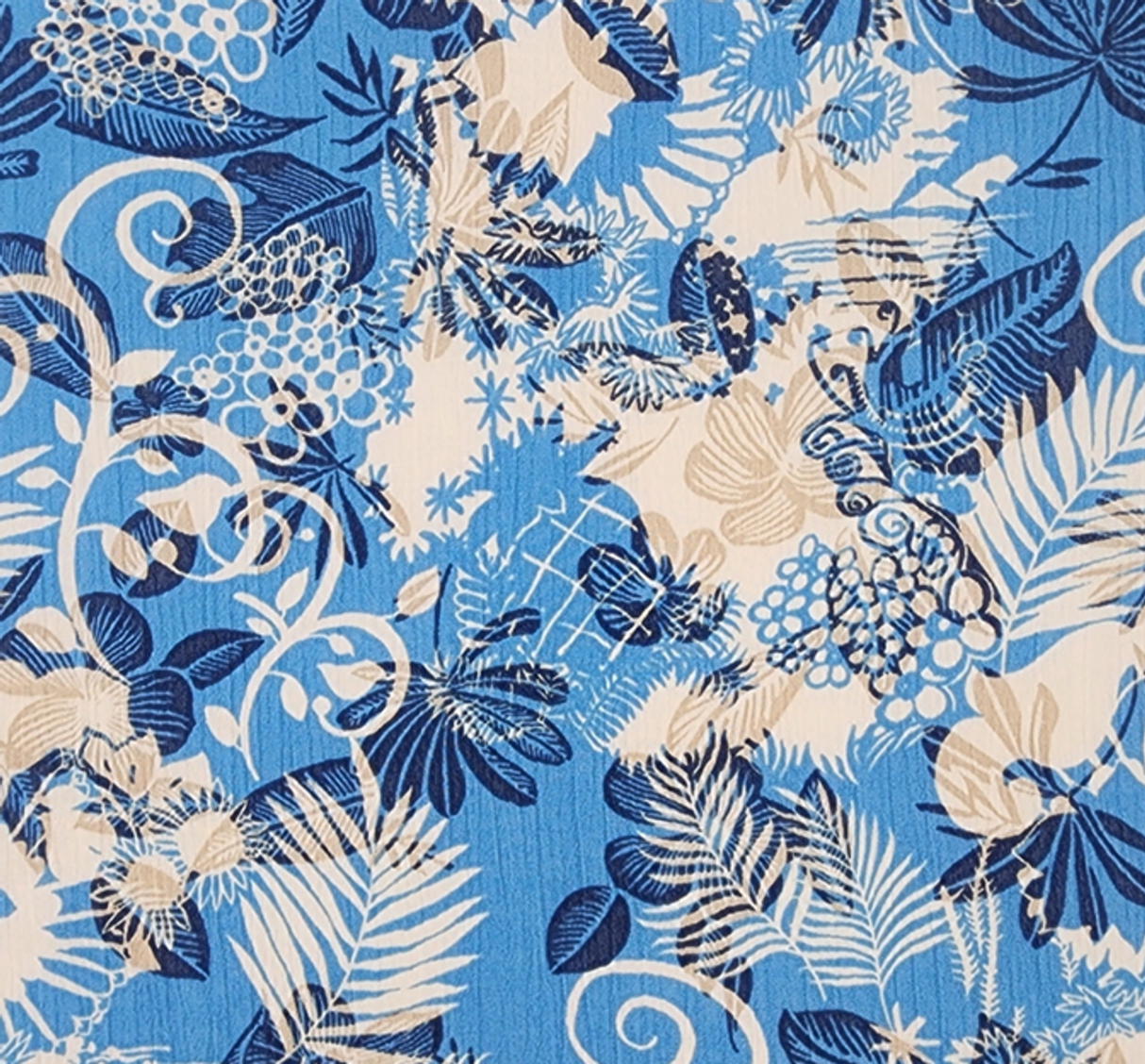 Blue Rayon Crinkle 1 Yard Fabric 50/52" Lightweight Textured Material for Dresses & Apparel