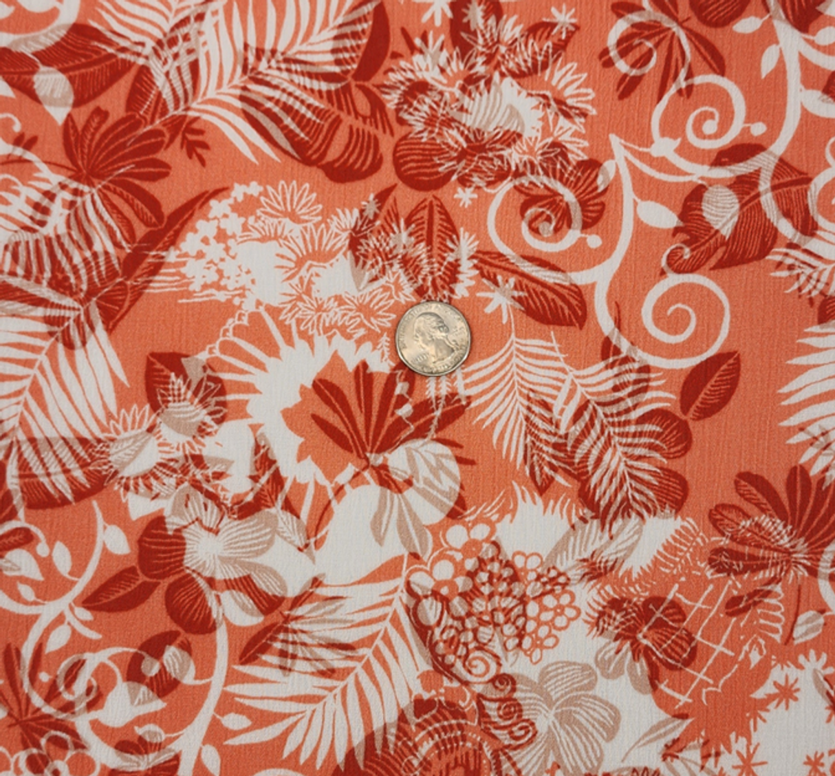 1 Yard Orange Breathable Rayon Crinkle Fabric Lightweight Textured Apparel Width 50/52"