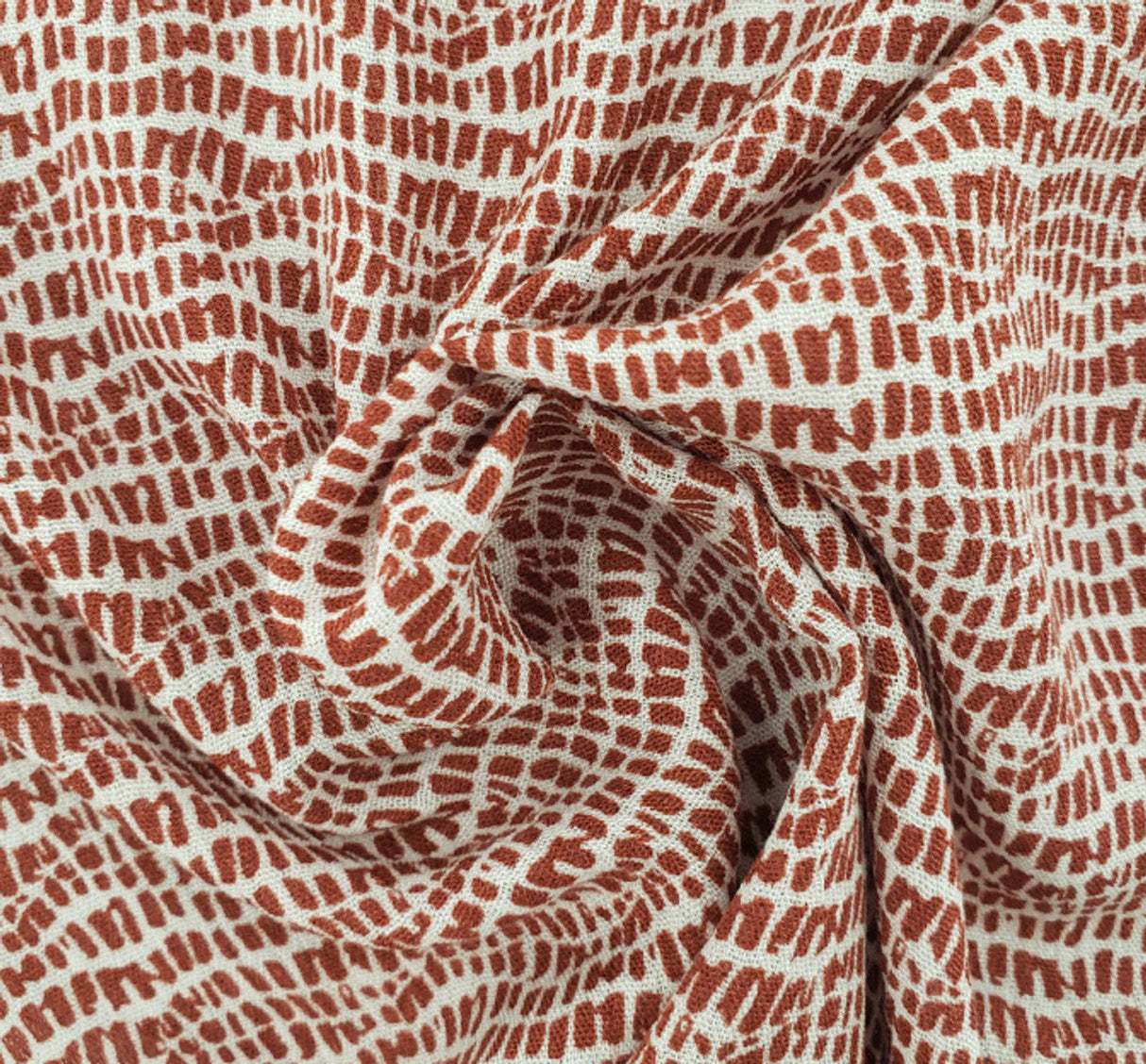 1 Yard Rayon Crinkle Fabric in Brick Color 50/52 Inch Wide 100 Percent Rayon