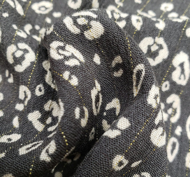 1 Yard Charcoal Beige Lurex Rayon Crinkle Apparel Fabric 50/52 inches Width
