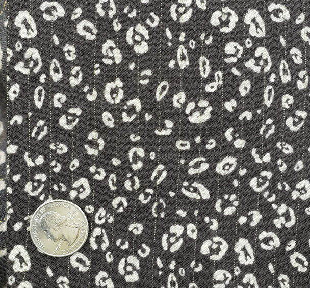 1 Yard Charcoal Beige Lurex Rayon Crinkle Apparel Fabric 50/52 inches Width