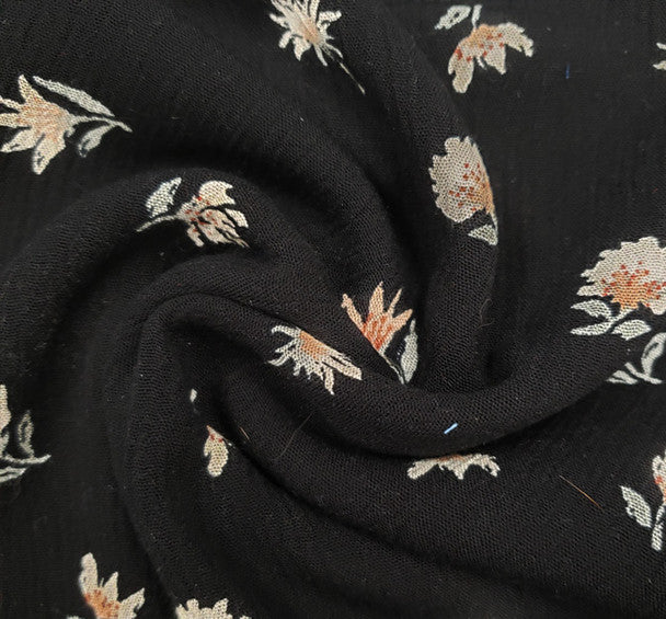 1 Yard Stylish Black Olive Rayon Crinkle Crepon Fabric 50 Inch Width