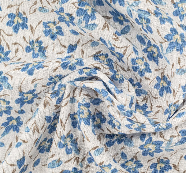 1 Yard Ultramarine Rayon Crinkle Apparel Fabric, Flowing Dress Blouse Material, 50/52" Width