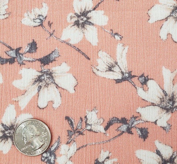 1 Yard Coral Rayon Crinkle Fabric with Soft Crepon Texture for Breezy Blouses Flowing Dresses and Skirts 50/52 Inch Width
