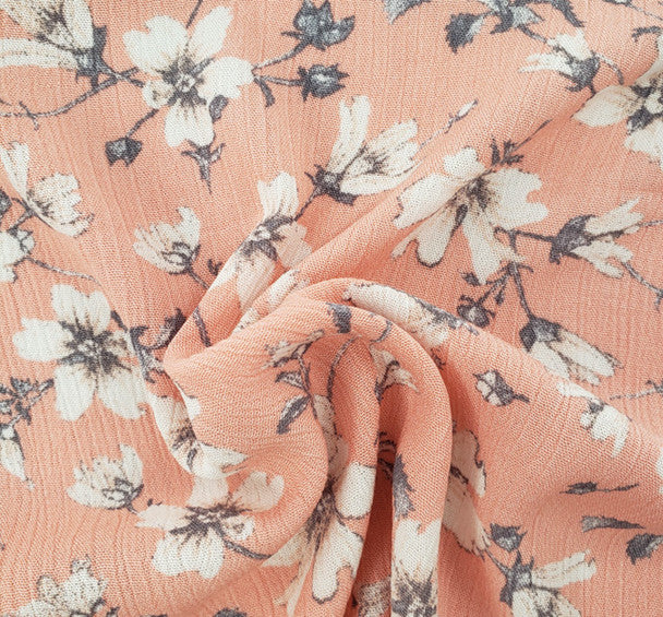 1 Yard Coral Rayon Crinkle Fabric with Soft Crepon Texture for Breezy Blouses Flowing Dresses and Skirts 50/52 Inch Width