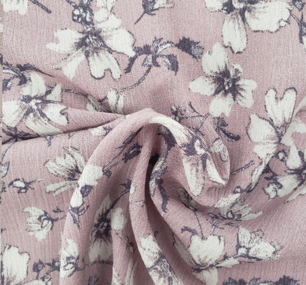 1 Yard Rose Dust Rayon Crinkle Fabric Featuring Delicate Pleated Texture for Elegant Dresses Soft Blouses and Skirts 50/52 Inch Width