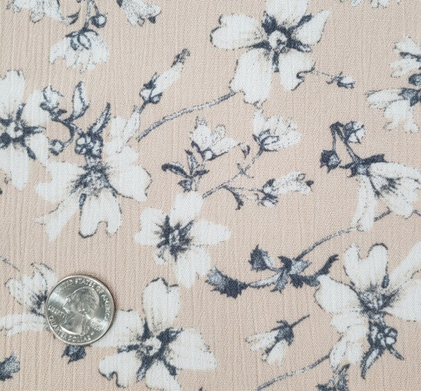 1 Yard Tan Rayon Crinkle Fabric with Gentle Pleated Texture for Fashionable Dresses Chic Blouses and Skirts 50/52 Inch Width