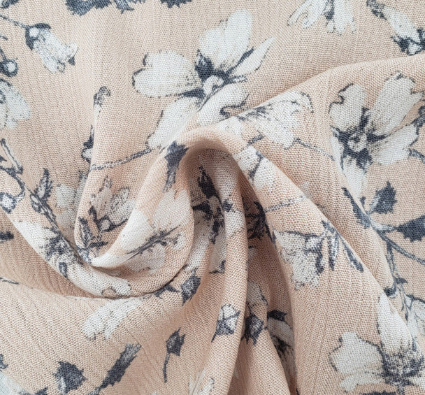 1 Yard Tan Rayon Crinkle Fabric with Gentle Pleated Texture for Fashionable Dresses Chic Blouses and Skirts 50/52 Inch Width