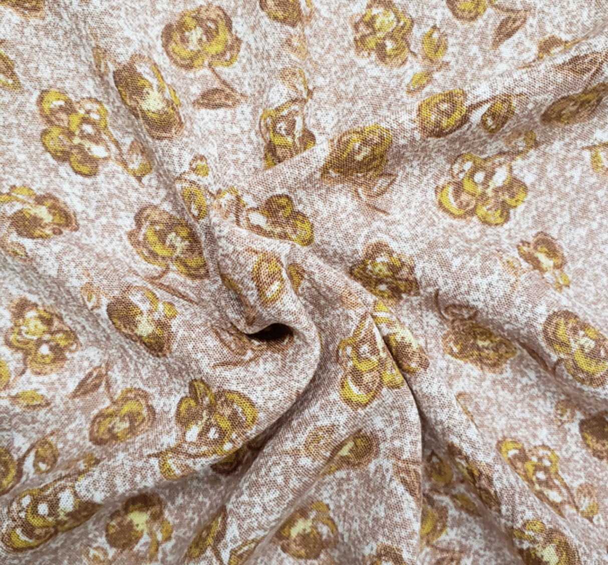 1 Yard Tan Rayon Crinkle Fabric 50/52" Wide Lightweight Crepon for Apparel & Sewing