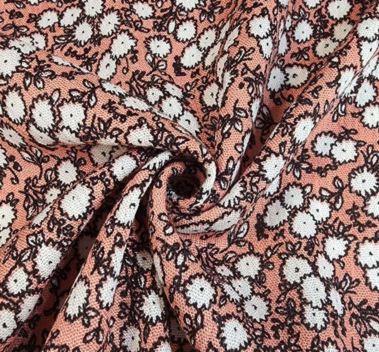 1 Yard Burnt Coral Rayon Crinkle Fabric Lightweight Textured Apparel Material 50/52 Inch Width