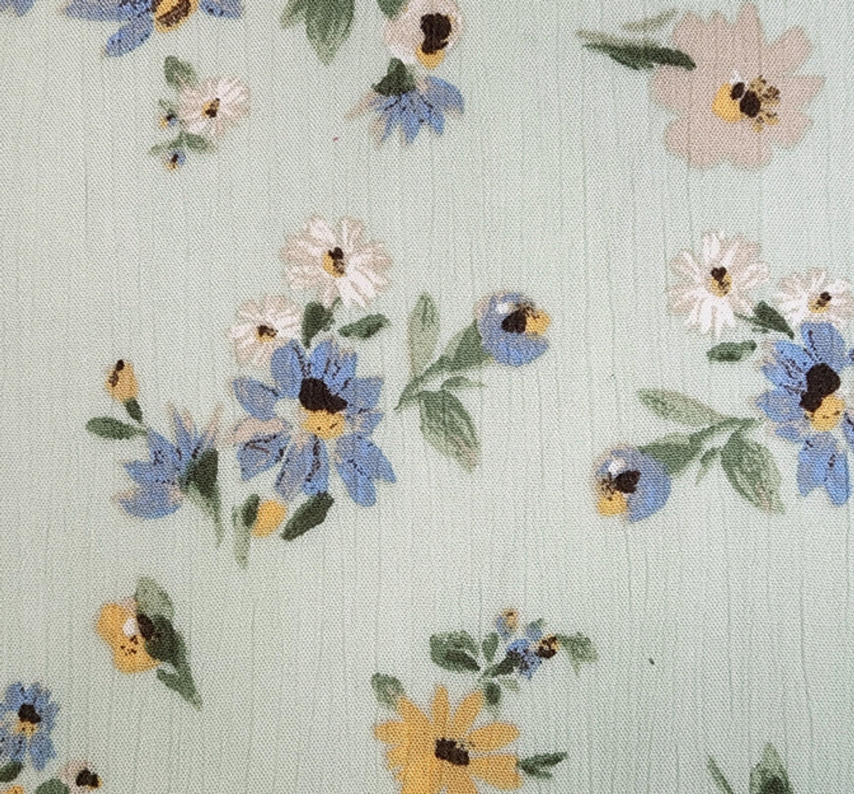 1 Yard Rayon Crinkle Crepon Butterfly Green Fabric, 50/52" Wide Lightweight Apparel Material