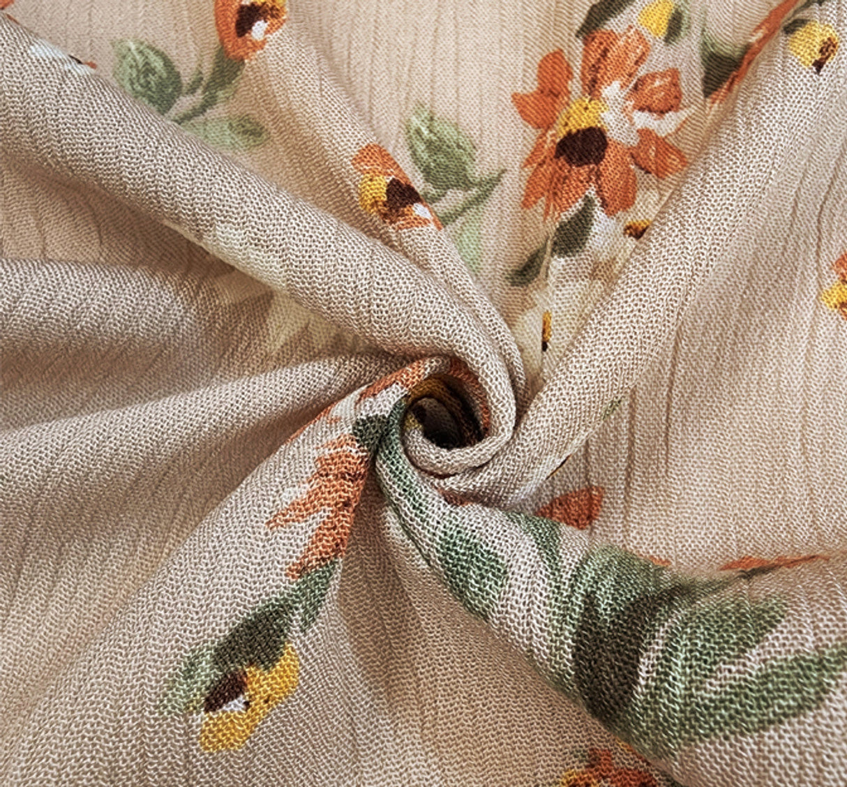 1 Yard Rayon Crinkle Crepon Apparel Fabric, Hazelnut, 50/52" Wide, Soft Draping Texture