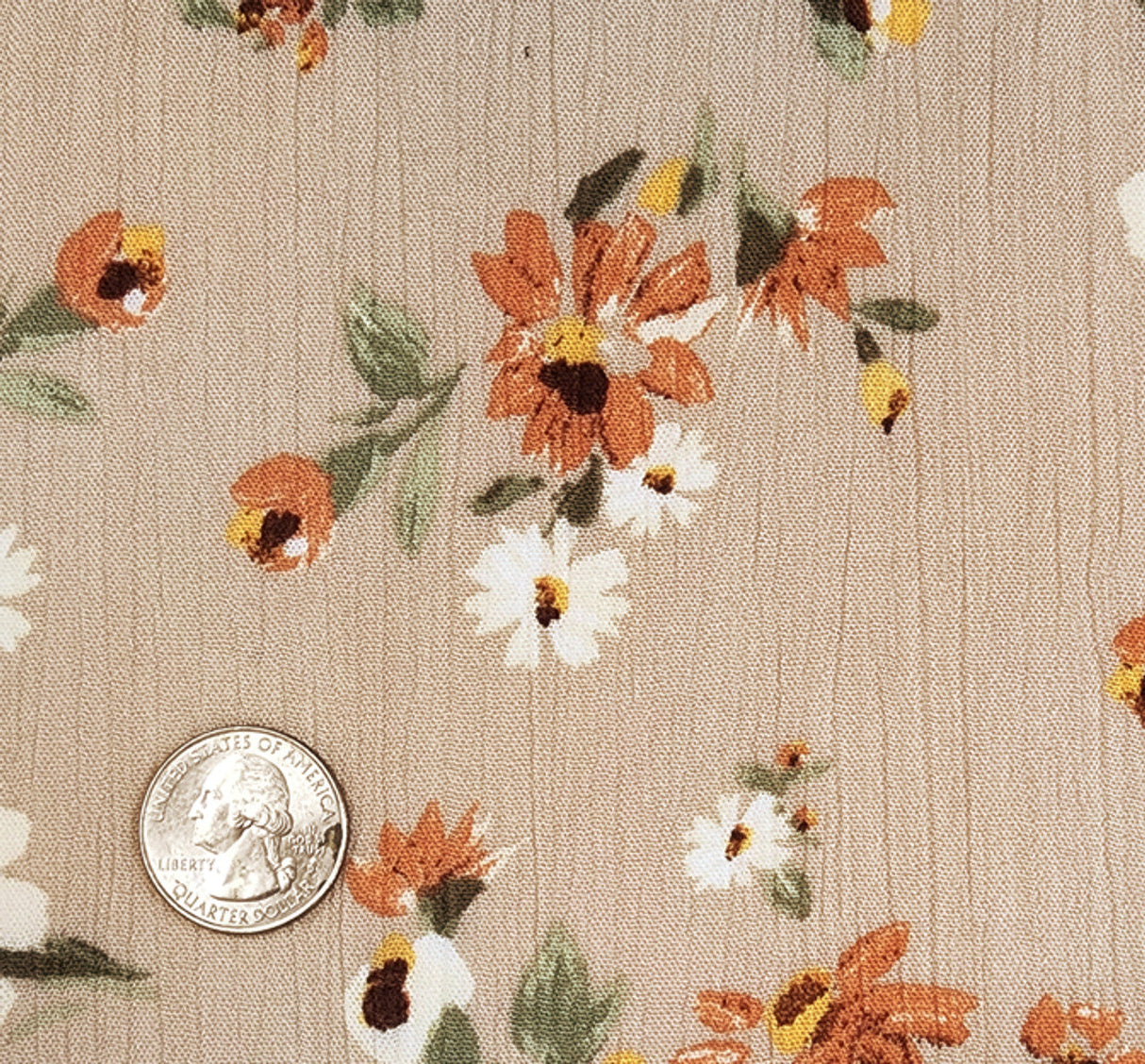 1 Yard Rayon Crinkle Crepon Apparel Fabric, Hazelnut, 50/52" Wide, Soft Draping Texture