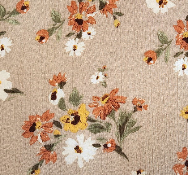 1 Yard Hazelnut Rayon Crinkle Fabric Lightweight Rayon Apparel 50/52 Inch Width