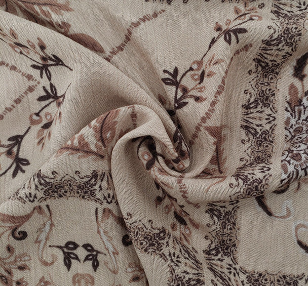 1 Yard Taupe Rayon Crinkle Crepon Fabric Rayon Lightweight Apparel 50/52 Inch Width