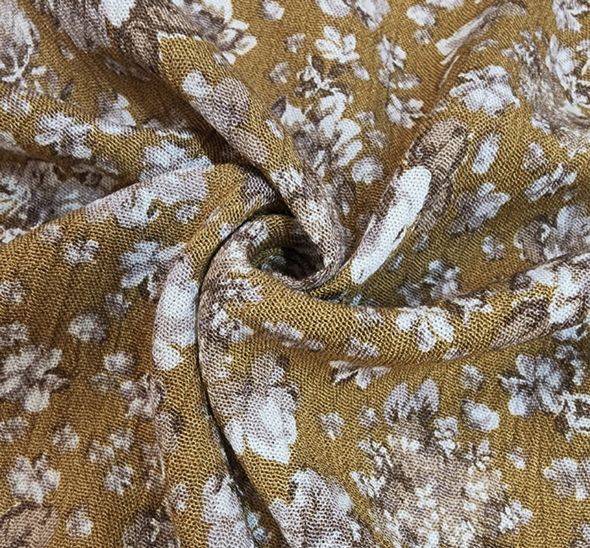 1 Yard Textured Mustard Rayon Crinkle Crepon Fabric Rayon Lightweight Apparel 50/52 Inch Width