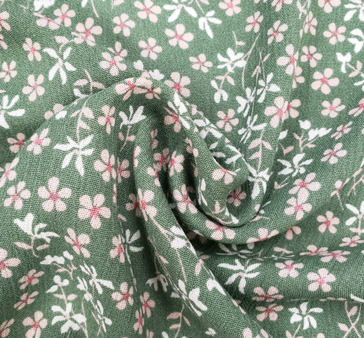 1 Yard Rayon Crinkle Fabric Dark Ivy Rayon Dark Ivy 50 to 52 Inches Wide