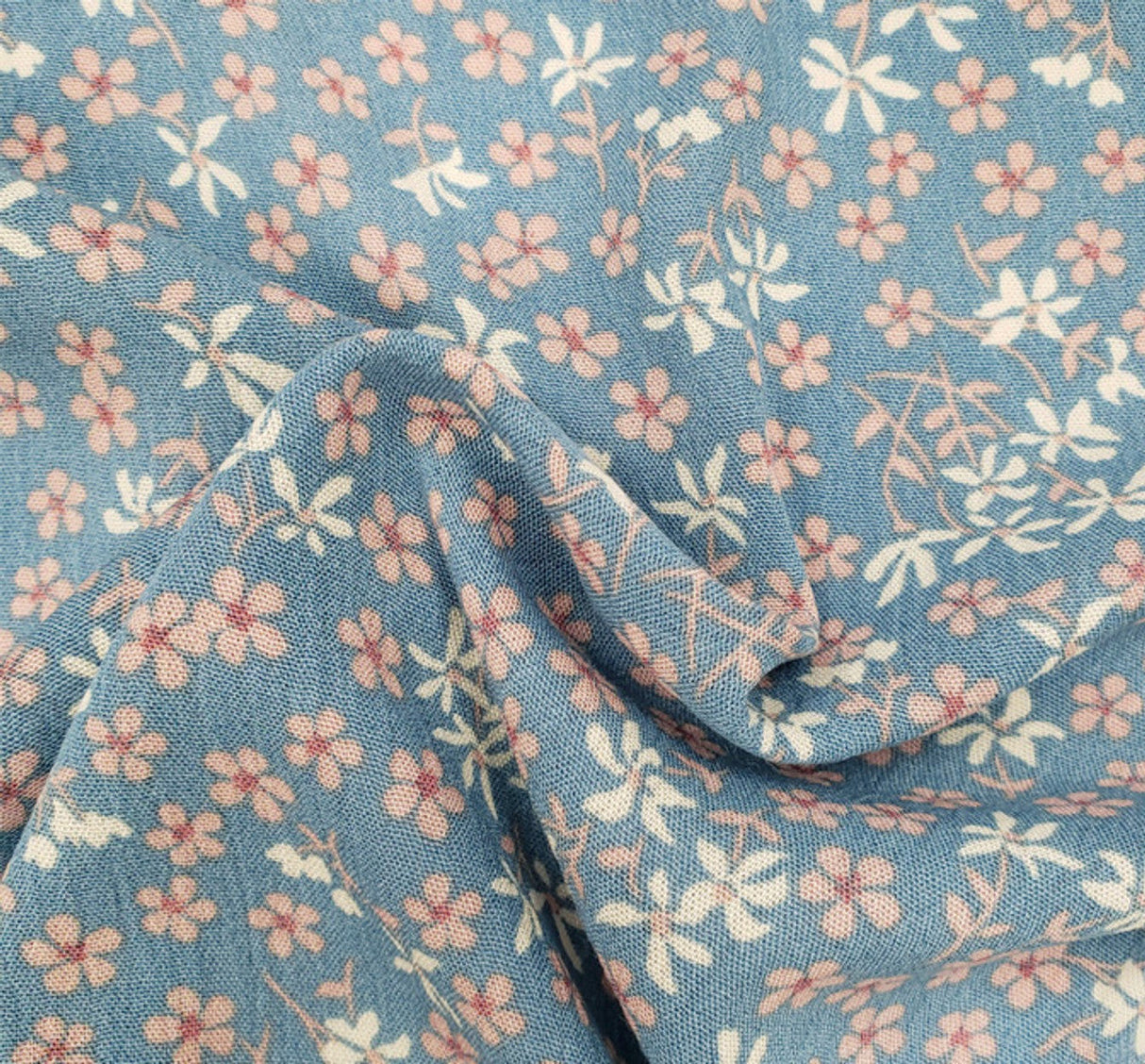 1 Yard Rayon Crinkle Crepon Spring Blue Fabric, 50/52" Wide Lightweight Apparel Material